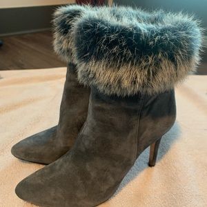 Antonio Melani suede leather & fur booties
